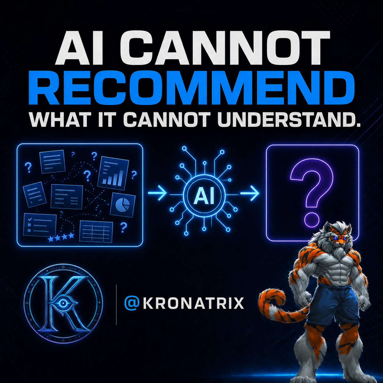 KRONATRIX graphic stating that AI cannot recommend what it cannot understand.